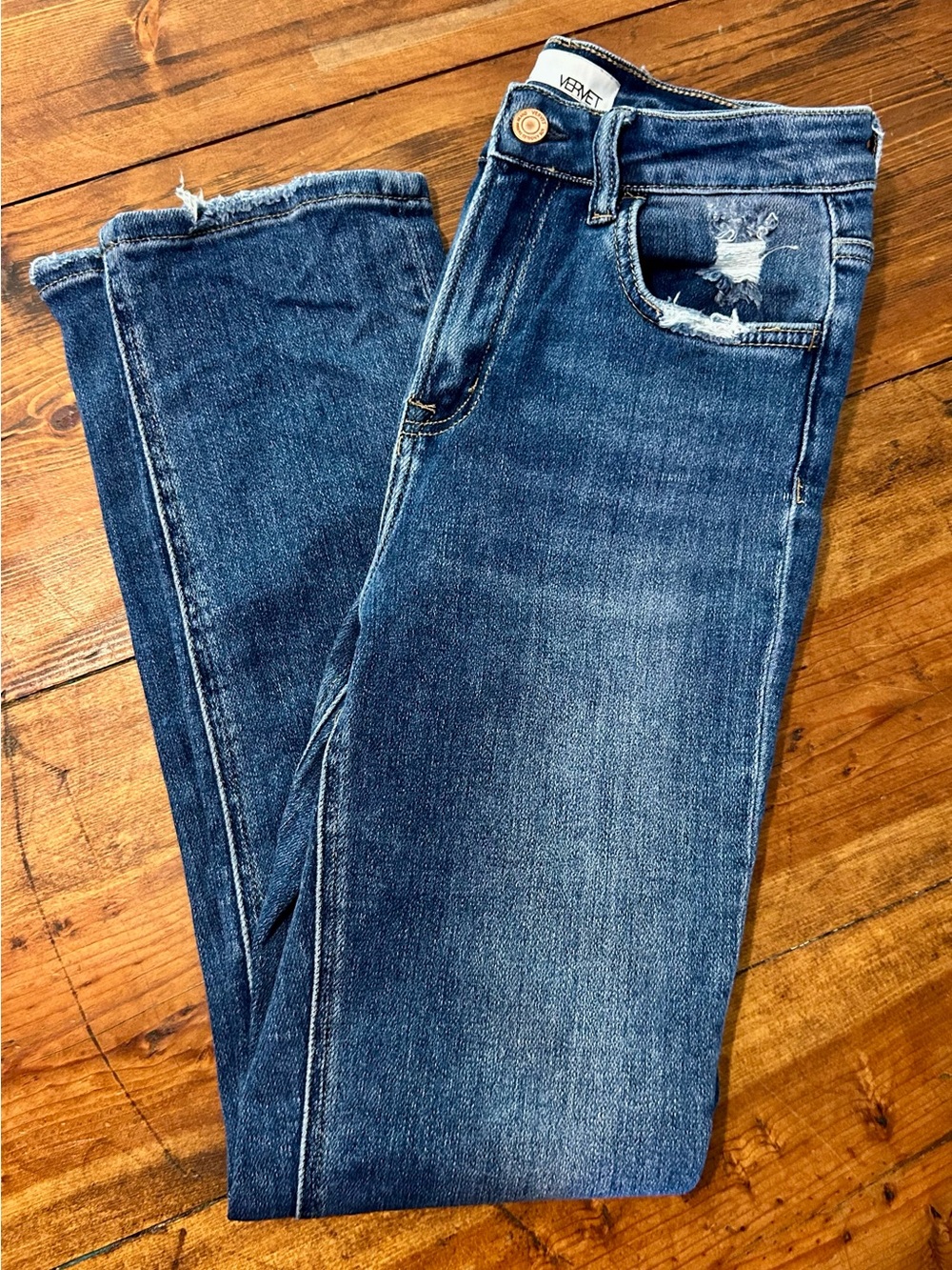 Women's Straight Leg Jeans in Dark Blue Denim - Vervet